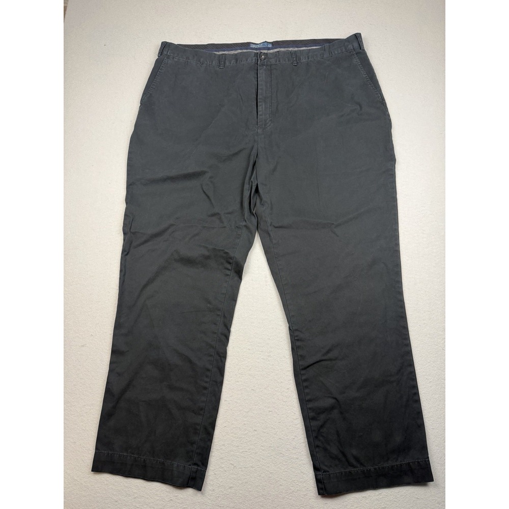 VTG Polo Ralph Lauren Big Preston Pant Mens Black Cotton Twill Straight 46B-32